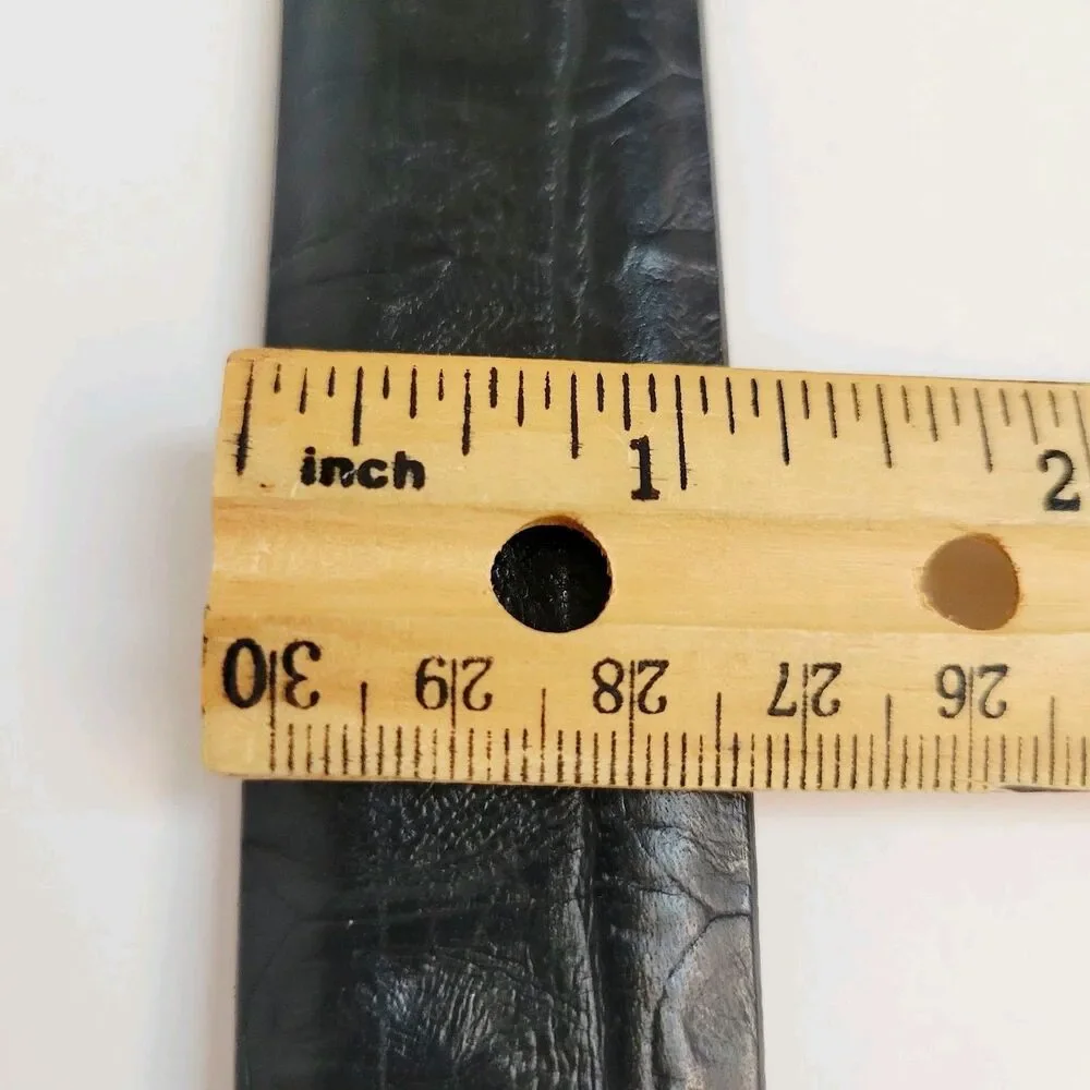 Johnston & Murphy Handcrafted Black Italian Leather Croc Embossed Belt